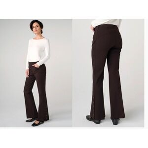 Liverpool Los Angeles Stella Kick Flare Black Pants Petite 6/28 Button Hem NEW